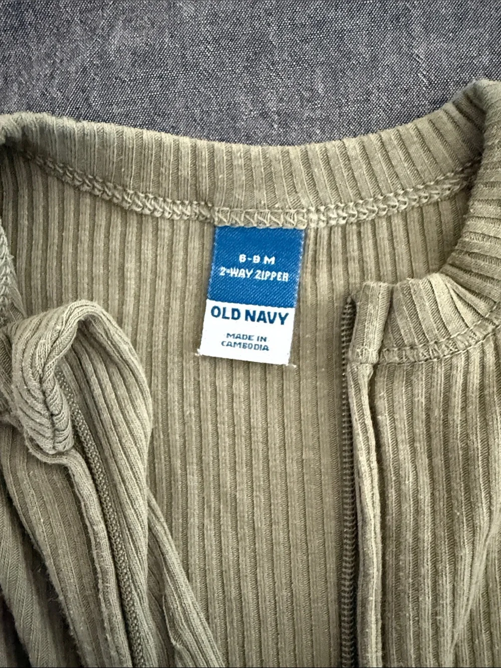 Old Navy olive ribbed footed sleeper